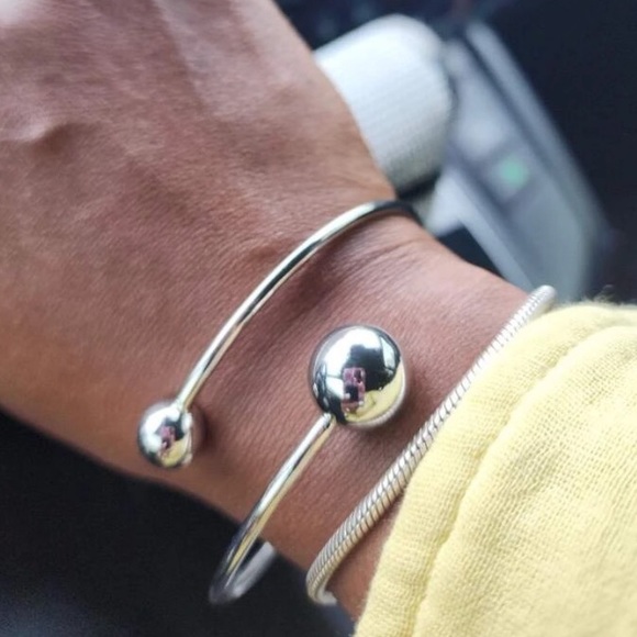 New Unique 2 Piece Metal Ball Open Collar Necklace & Bracelet Set - Picture 11 of 16